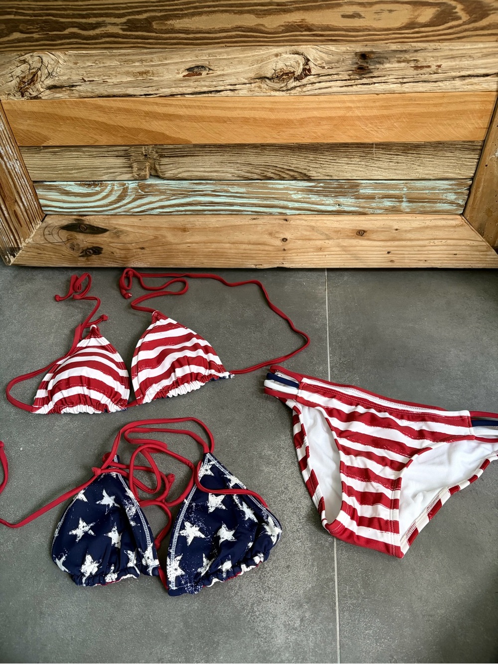 Xhilaration USA American Flag Bikini 3 Piece Set S/M